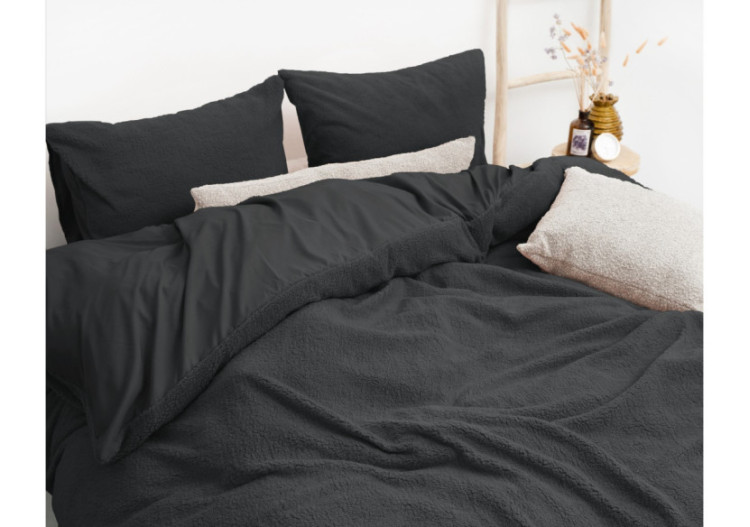 Housse de Couette Teddy Antracite - 140 x 220 cm en Teddystof Douillet - 17015572 - Sleeptime 2