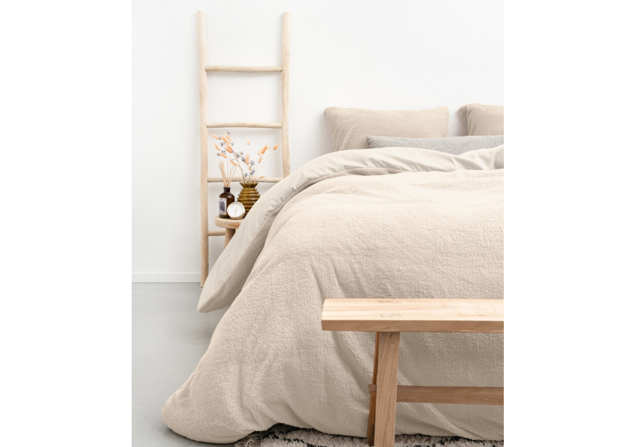 Housse de Couette Teddy Crème - 200 x 220 cm en Teddystof Douillet - 17017196 - Sleeptime