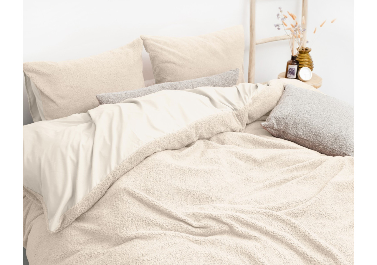 Housse de Couette Teddy Crème - 240 x 220 cm en Teddystof Douillet - 17017197 - Sleeptime