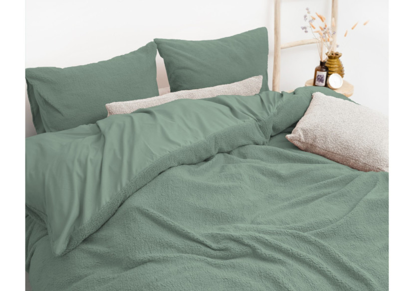 Housse de Couette Teddy Vert Foncé - 140 x 200/220 cm en Tissu Doux - 17019181 - Sleeptime