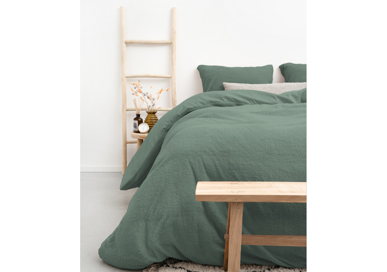 Housse de Couette Teddy Vert Foncé - 240 x 200/220 cm en Tissu Doux - 17019183 - Sleeptime
