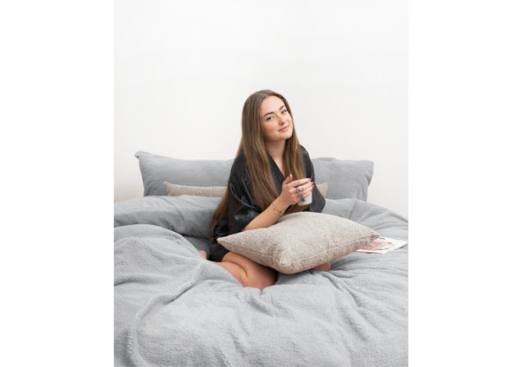 Housse de Couette Teddy Grise - 200 x 220 cm en Tissu Doux - 17015570 - Sleeptime