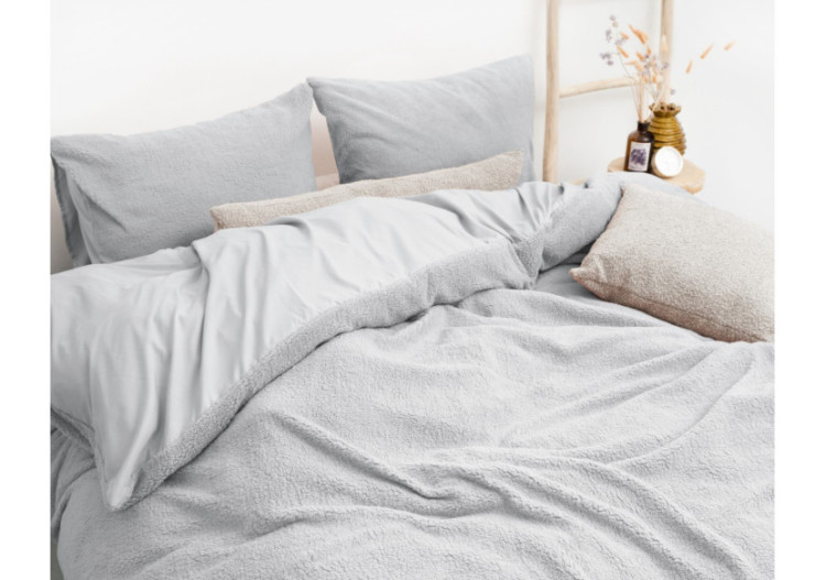 Housse de Couette Teddy Grise - 240 x 220 cm en Teddystof Doux - 17015571 - Sleeptime 2