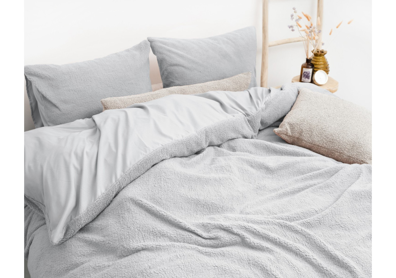 Housse de Couette Teddy Grise - 240 x 220 cm en Teddystof Doux - 17015571 - Sleeptime