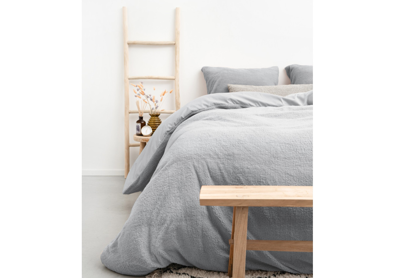 Housse de Couette Teddy Grise - 240 x 220 cm en Teddystof Doux - 17015571 - Sleeptime