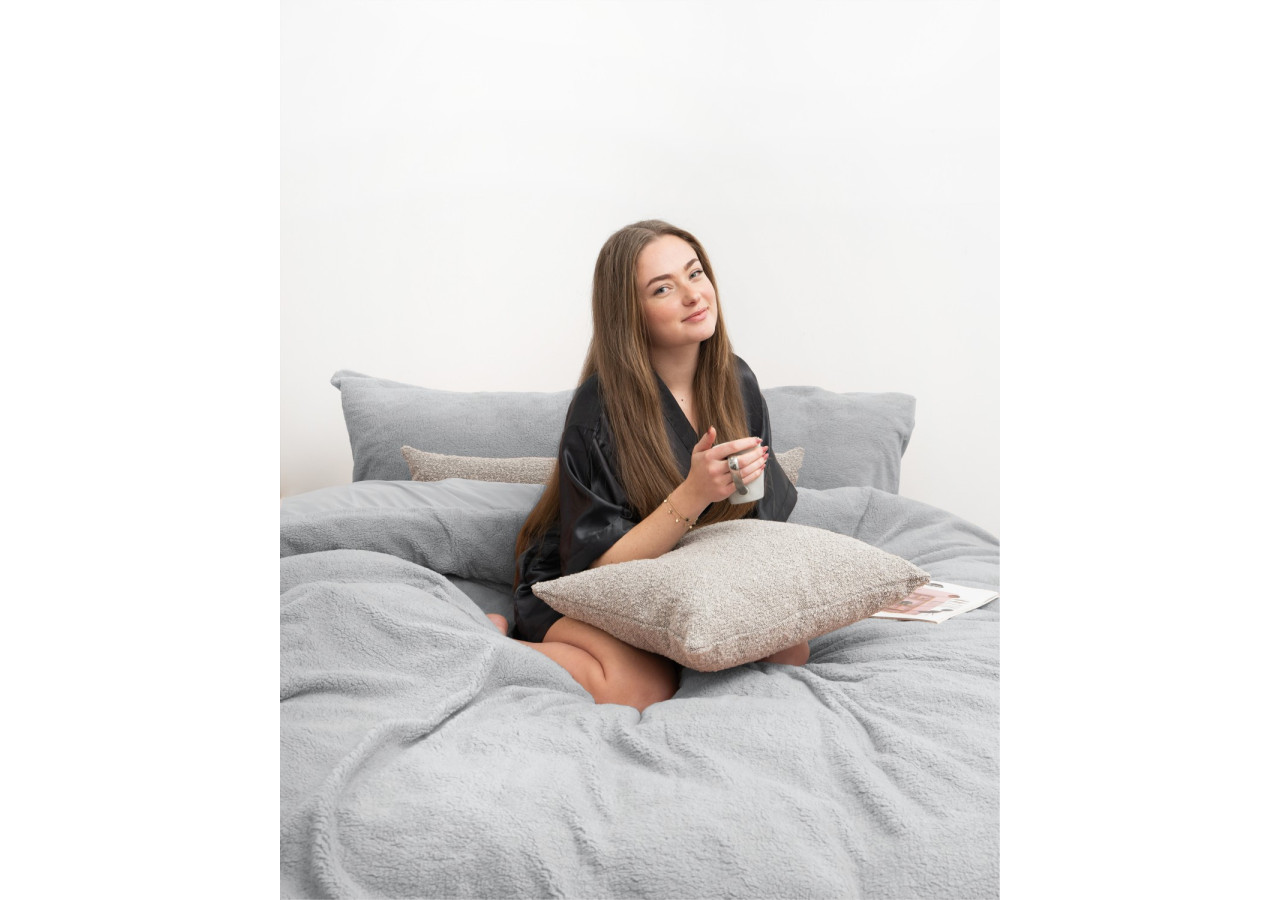 Housse de Couette Teddy Grise - 135 x 200 cm en Teddystof Doux - 17015861 - Sleeptime