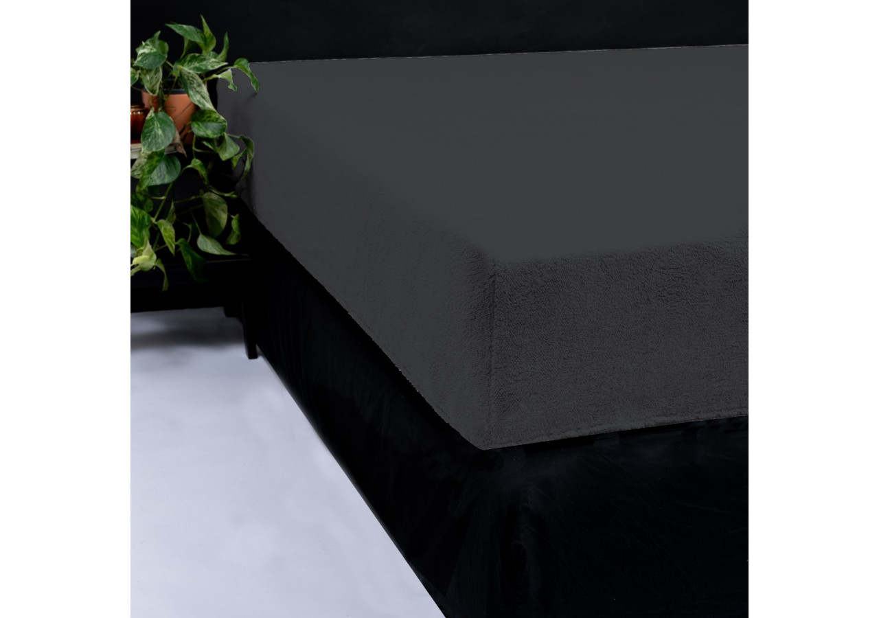 Housse de Matelas Teddy Antracite - 90 x 200 cm en Teddystof Doux - 17017210 - Sleeptime