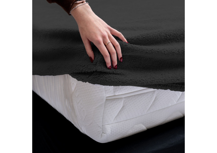 Housse de Matelas Teddy Antracite - 140 x 200 cm en Teddystof Doux - 17017211 - Sleeptime
