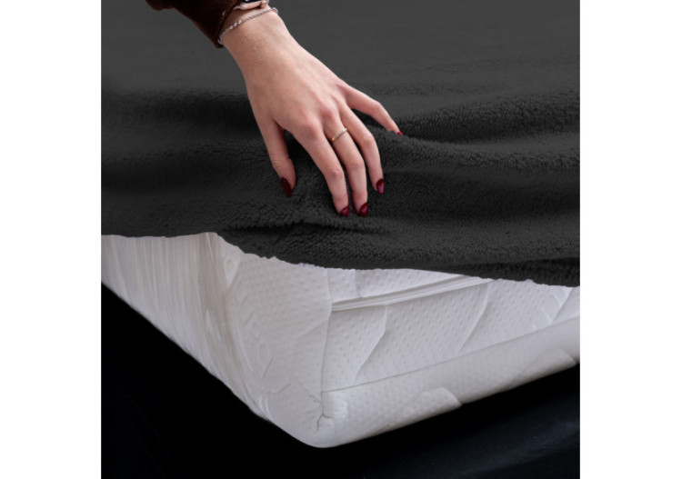 Housse de Matelas Teddy Antracite - 160 x 200 cm en Teddystof Doux - 17017212 - Sleeptime 2