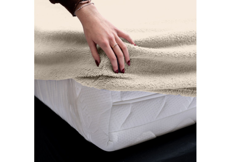 Housse de matelas Teddy - Douceur Crème 160 x 200 cm - 17017216 - Sleeptime 2