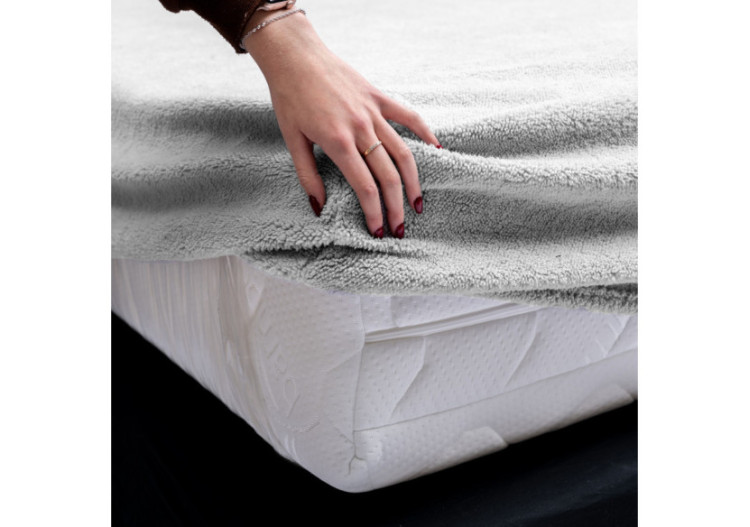 Housse de Matelas en Teddy Grise - 160 x 200 cm, Douceur et Chaleur - 17017208 - Sleeptime 2