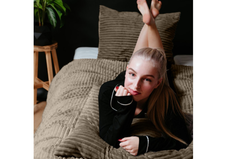 Rib Teddy Taupe 200 x 200/220 2