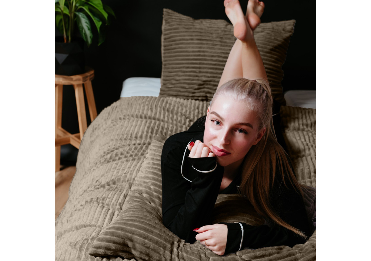 Rib Teddy Taupe 200 x 200/220