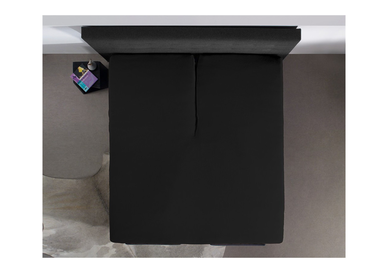 Splittopper Jersey Hoeslaken Zwart 180 x 200