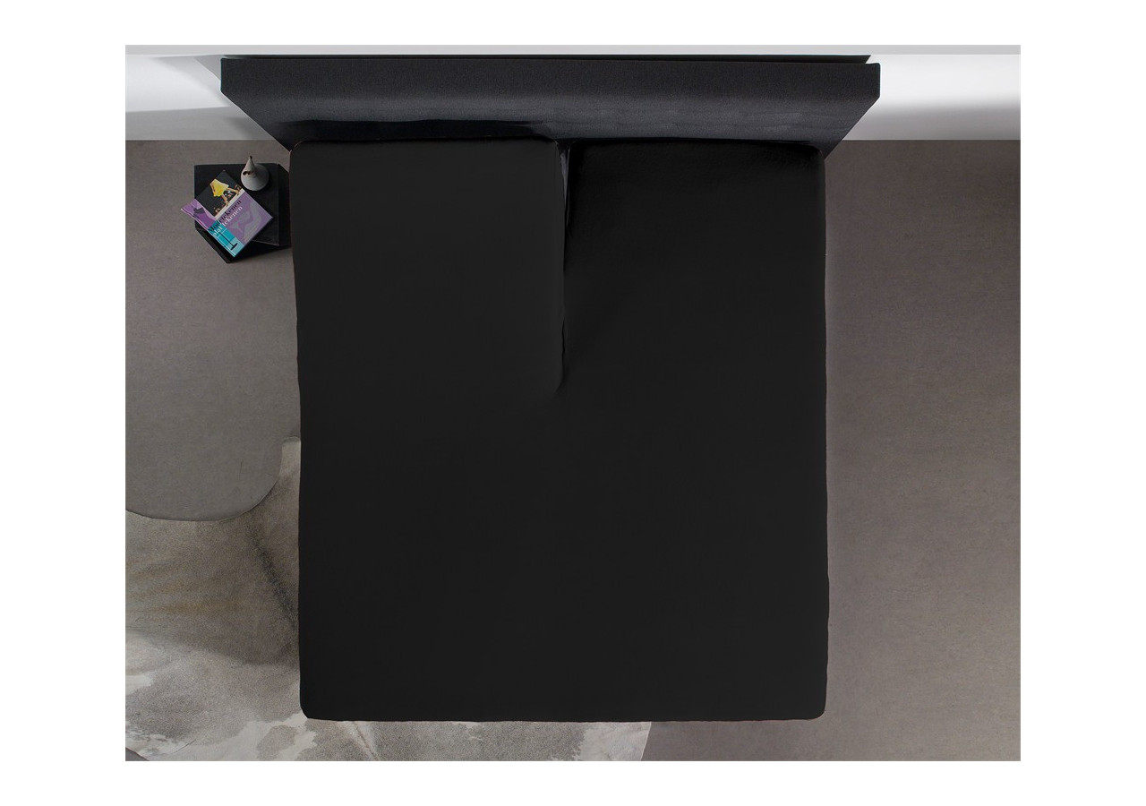 Splittopper Jersey Hoeslaken Zwart 180 x 200