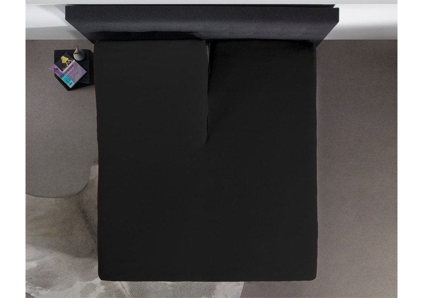 Splittopper Jersey Hoeslaken Zwart 180 x 200