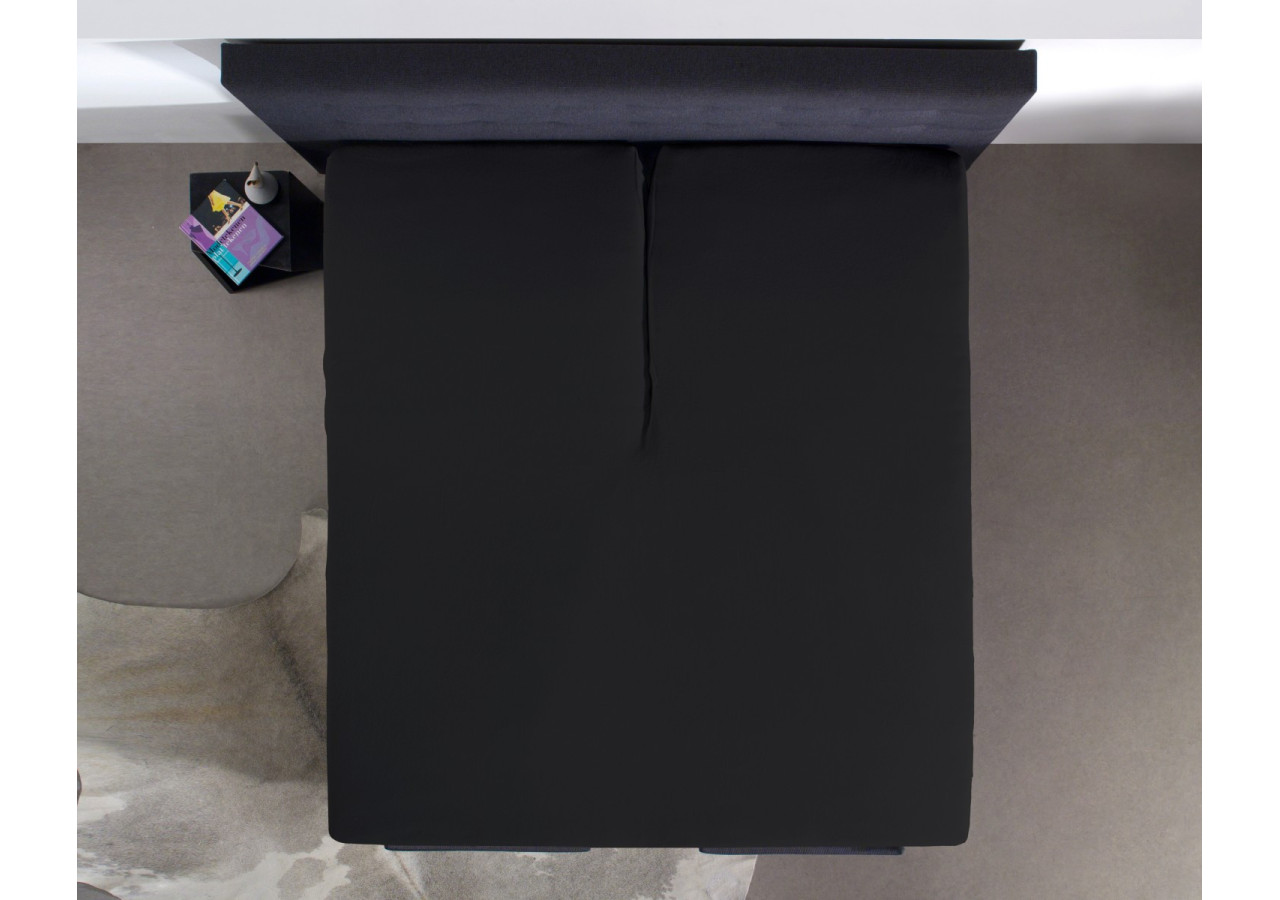 Splittopper Katoen Hoeslaken Zwart 180 x 220