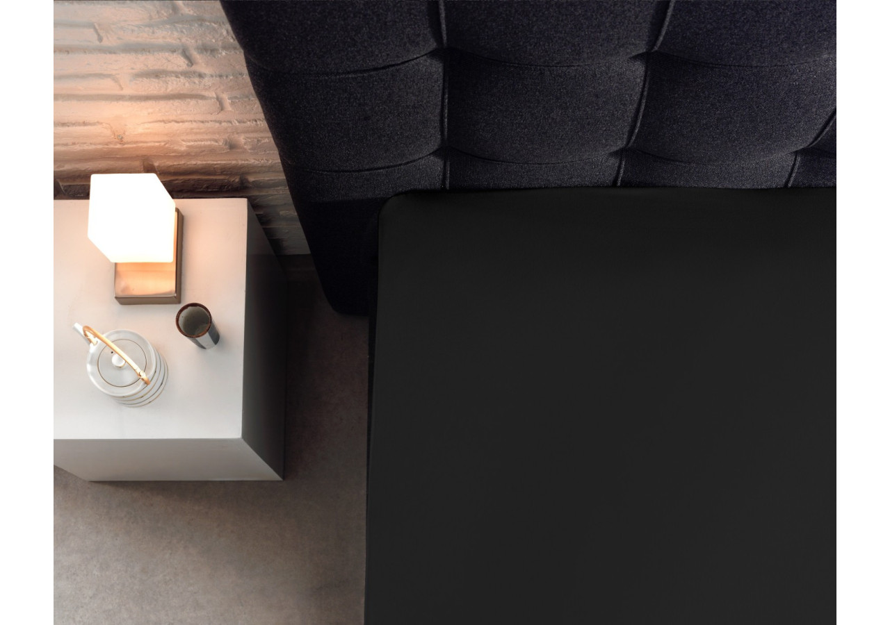 Splittopper Katoen Hoeslaken Zwart 180 x 220