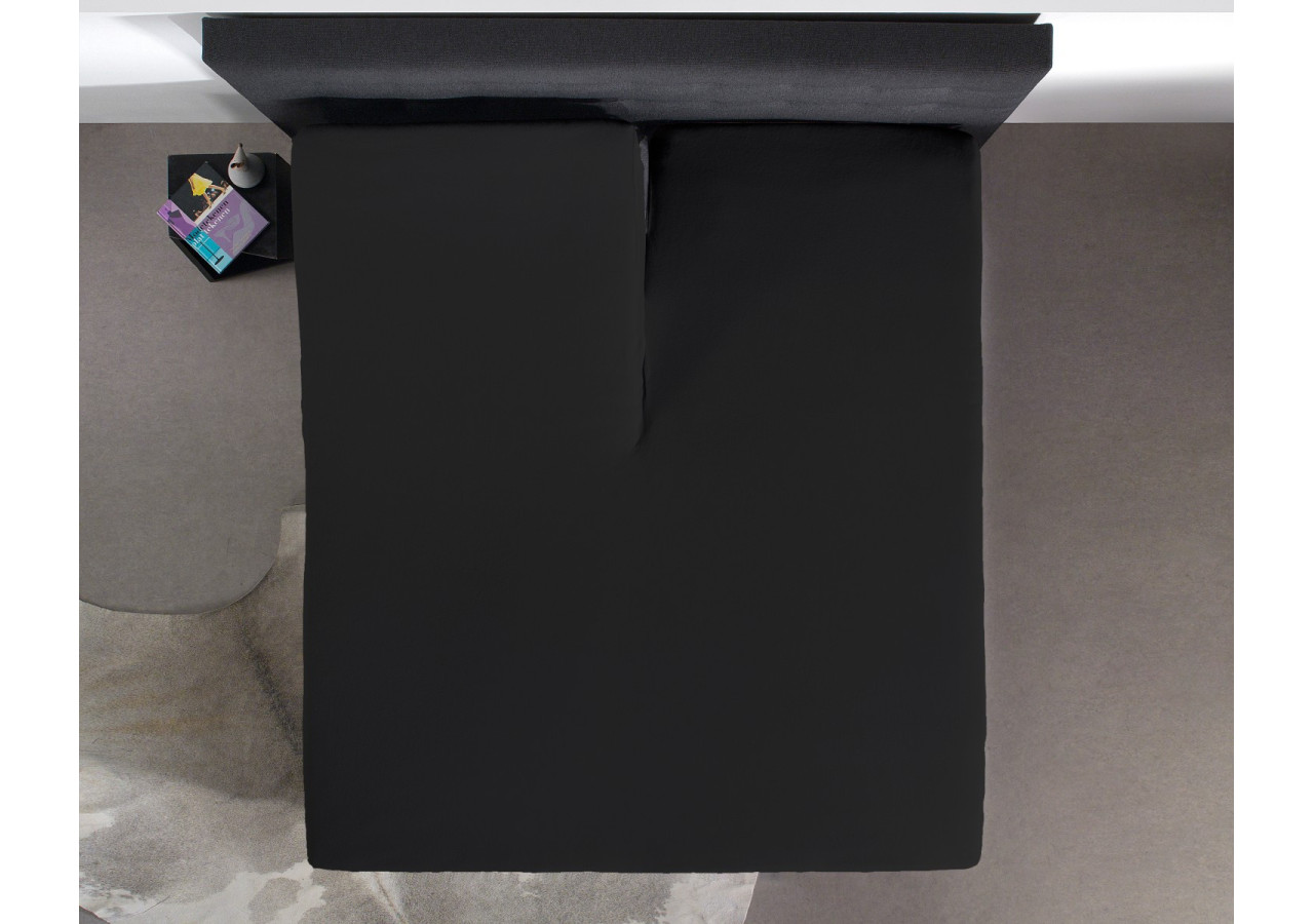 Splittopper Katoen Hoeslaken Zwart 180 x 220