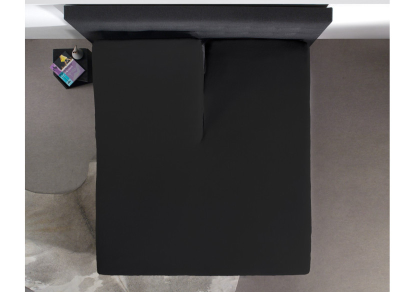 Splittopper Katoen Hoeslaken Zwart 180 x 220