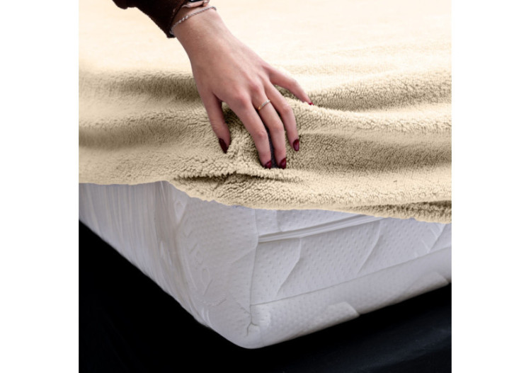 Housse de matelas Teddy - Taupe 180 x 200 cm, chaleur et douceur - 17017205 - Sleeptime 2