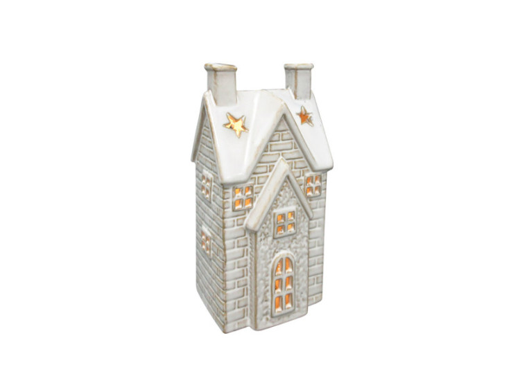 Lampe HYTTE Domek - Lampion LED en céramique 8.8x7xh18cm - HTC3088-SW - Mondex