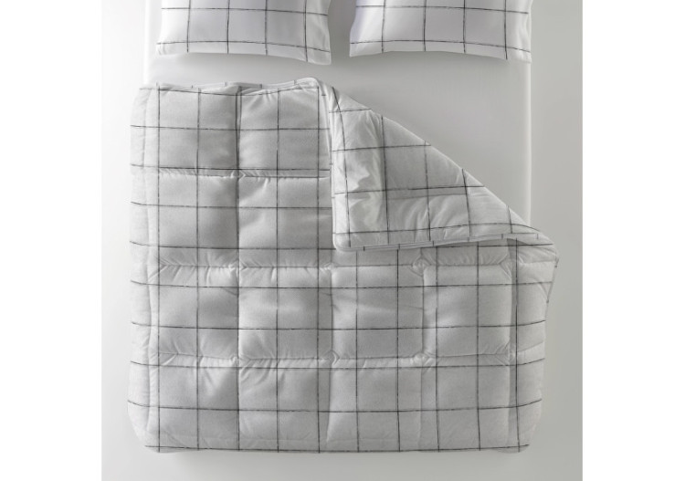 Couette All-in-One Lazy - Deep Check Blanc 140 x 200 cm avec Taies d'Oreiller - 17019175 - Sleeptime 2