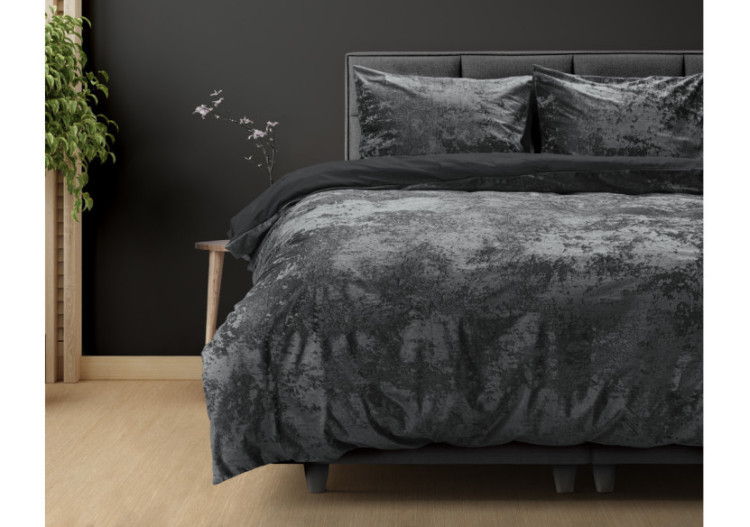 Housse de Couette Velours Écrasé - Anthracite 140 x 220 cm - 17015504 - Dreamhouse