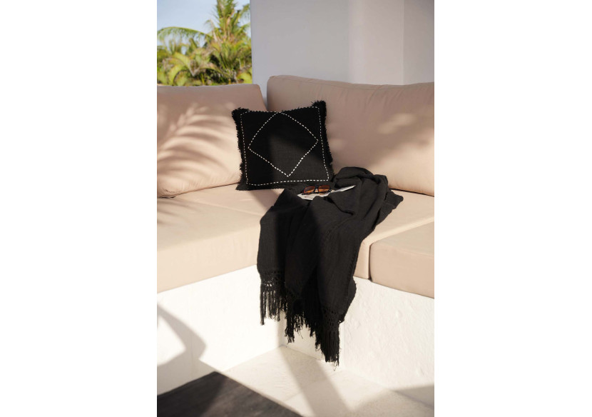 Housse de Coussin Kasbah - Noir et Blanc - BARI005BW-50x50 - Bazar Bizar