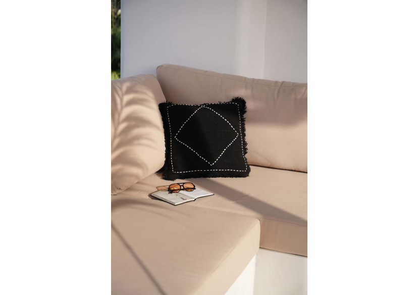 Housse de Coussin Kasbah - Noir et Blanc - BARI005BW-50x50 - Bazar Bizar