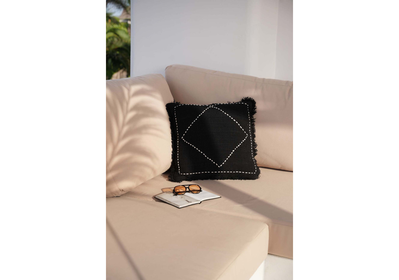 Housse de Coussin Kasbah - Noir et Blanc - BARI005BW-50x50 - Bazar Bizar