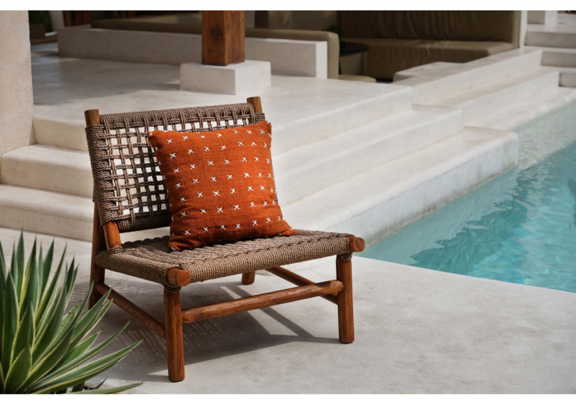 Housse de Coussin Zillion Kiss - Terracotta et Blanc - BARI012TW-50x50 - Bazar Bizar