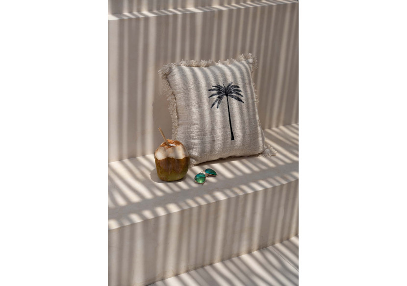 Housse de Coussin Gili Palm - Design Élégant Noir - BARI009NB-50x50 - Bazar Bizar