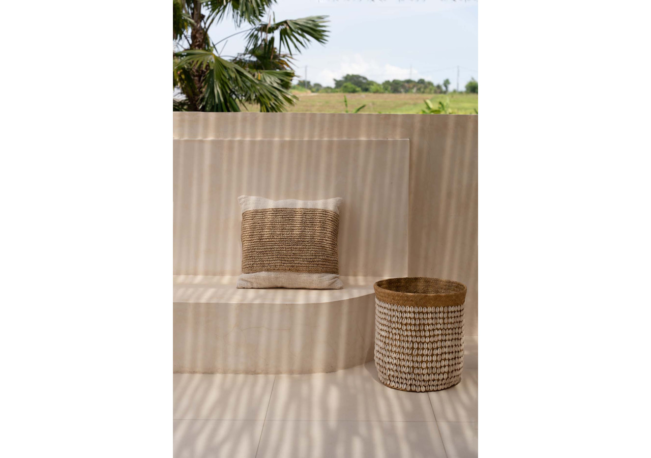 Housse de Coussin The Raffia Stamp - Élégance Naturelle - BARI007N-50x50 - Bazar Bizar