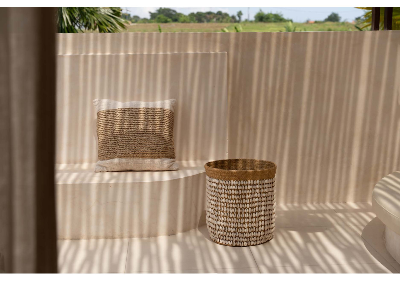 Housse de Coussin The Raffia Stamp - Élégance Naturelle - BARI007N-50x50 - Bazar Bizar