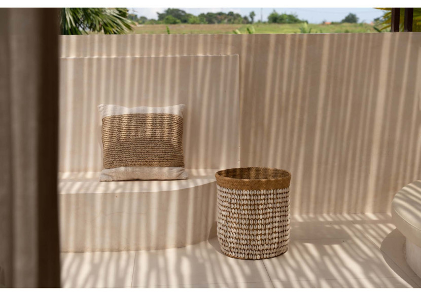 Housse de Coussin The Raffia Stamp - Élégance Naturelle - BARI007N-50x50 - Bazar Bizar