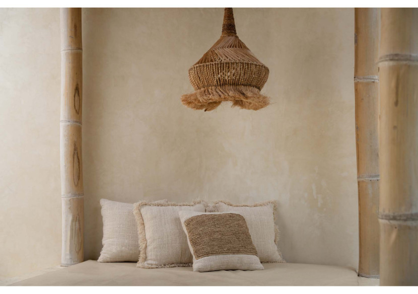 Housse de Coussin The Raffia Stamp - Élégance Naturelle - BARI007N-50x50 - Bazar Bizar