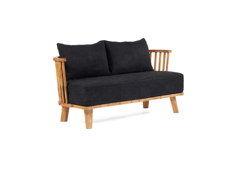 Sofa Malawi - Deux places en bois recyclé et tissu noir - JASE002NBlack - Bazar Bizar