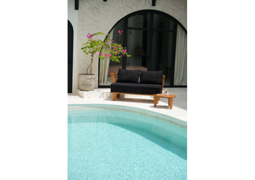 Sofa Malawi - Deux places en bois recyclé et tissu noir - JASE002NBlack - Bazar Bizar