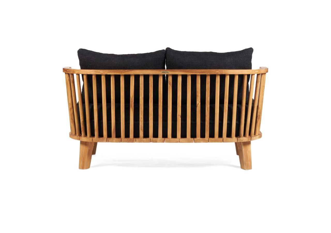Sofa Malawi - Deux places en bois recyclé et tissu noir - JASE002NBlack - Bazar Bizar