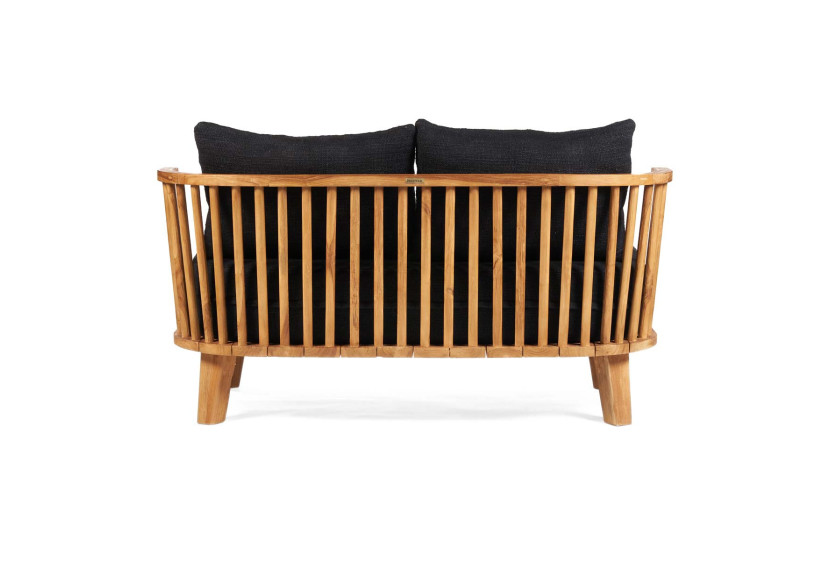 Sofa Malawi - Deux places en bois recyclé et tissu noir - JASE002NBlack - Bazar Bizar