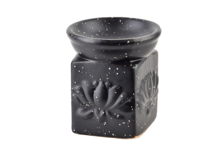 Brûleur d'Huiles Essentielles Noir Mat à Pois - 7x7,5x5,5cm - HTTP1427 - Mondex