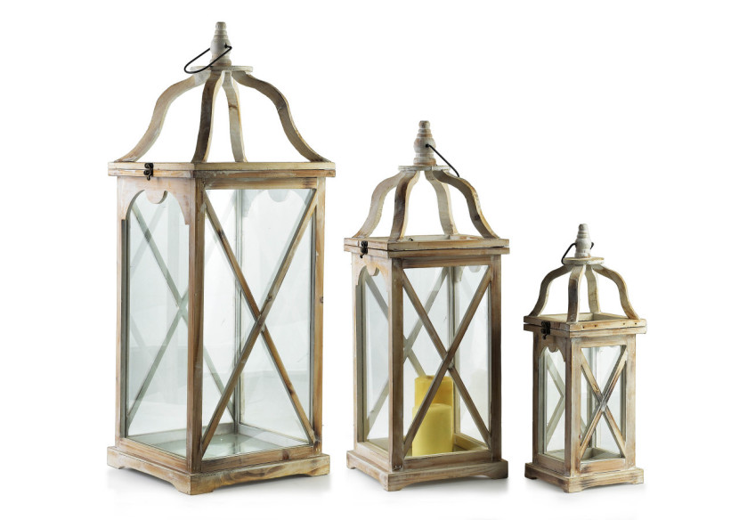 Ensemble de 3 Lanternes LOKKE - Dimensions 29x29x78/22x22x62/15x15x42cm - HTO8786 - Mondex