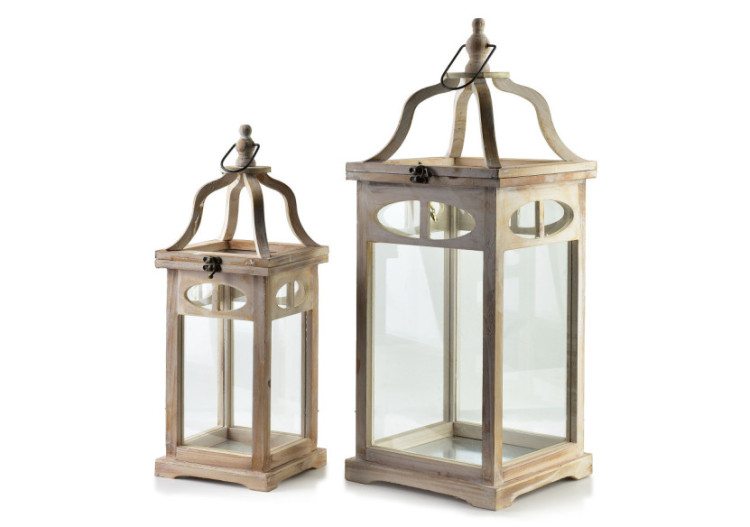 Ensemble de 2 Lanternes LOKKE - Dimensions 25x25x64/18x18x49cm - HTO8717 - Mondex