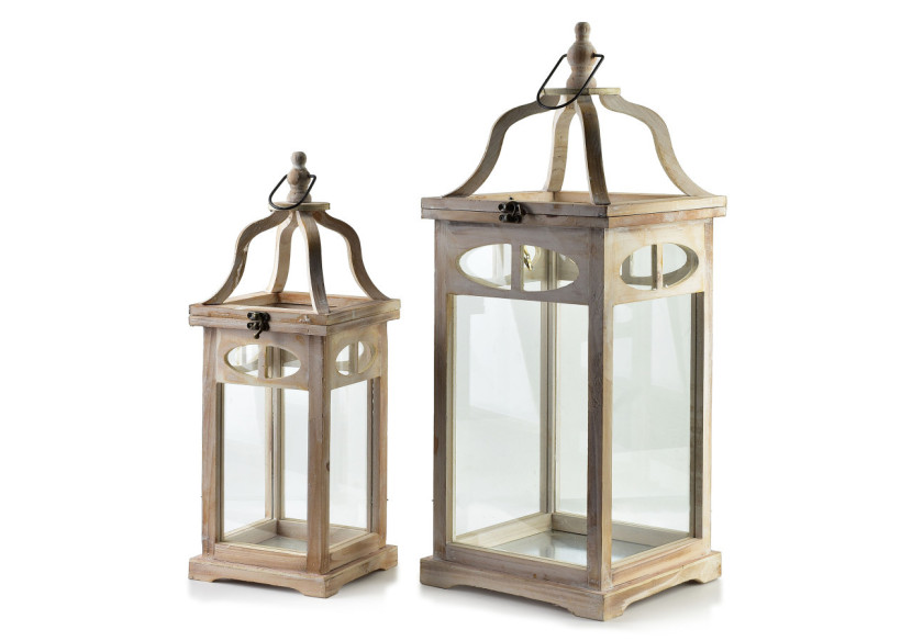 Ensemble de 2 Lanternes LOKKE - Dimensions 25x25x64/18x18x49cm - HTO8717 - Mondex