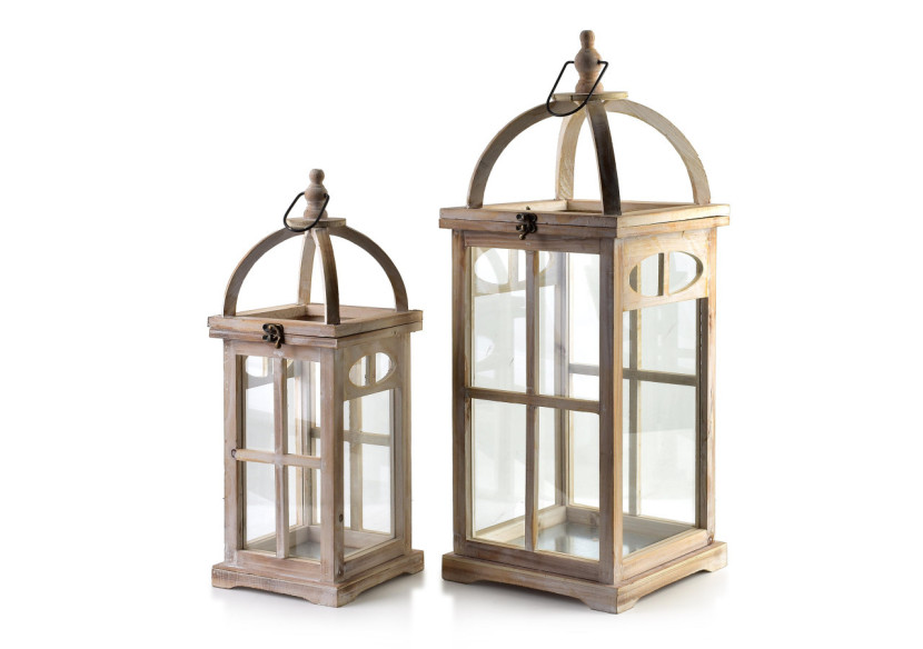 Ensemble de 2 Lanternes LOKKE - Dimensions 25x25x64/18x18x48cm - HTO8656 - Mondex