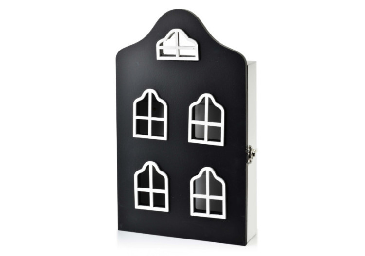 Boîte à clés STACY - Maison noire 17,5 x 5,5 x 29,5 cm - HTYK7109 - Mondex