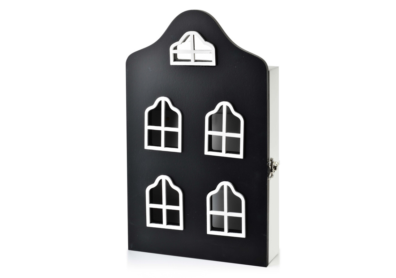 Boîte à clés STACY - Maison noire 17,5 x 5,5 x 29,5 cm - HTYK7109 - Mondex