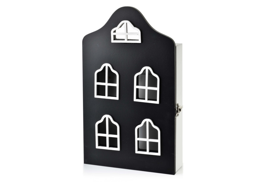 Boîte à clés STACY - Maison noire 17,5 x 5,5 x 29,5 cm - HTYK7109 - Mondex