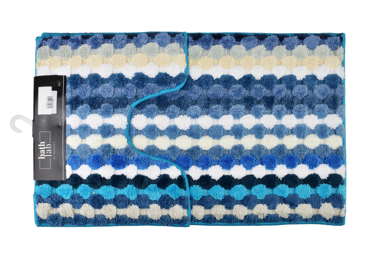 ZAC Lot de 2 Tapis - 50x90cm et 50x40cm Rayures Turquoise - HTUA8067 - Mondex